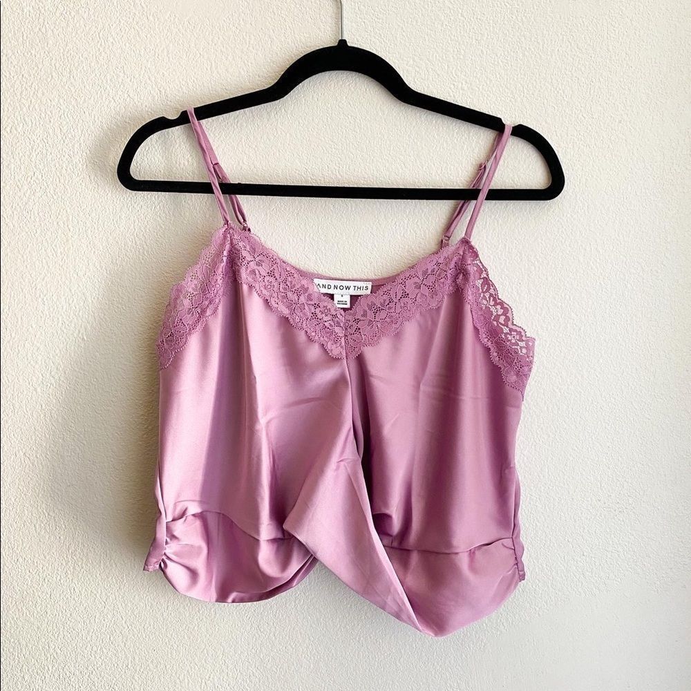 Y2K Lace pink satin cami crop top